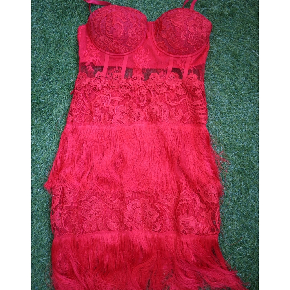 Red fringe dress
